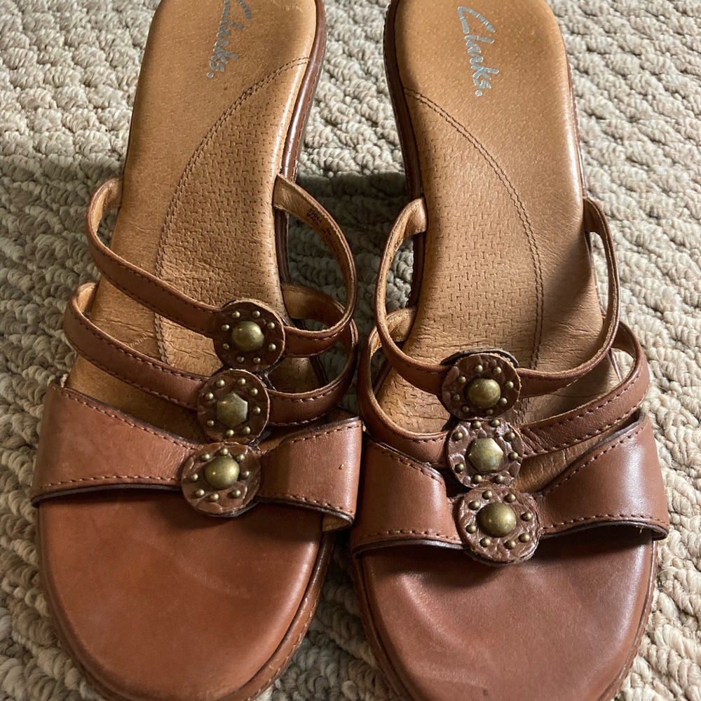 Clarks Leather heeled sandals